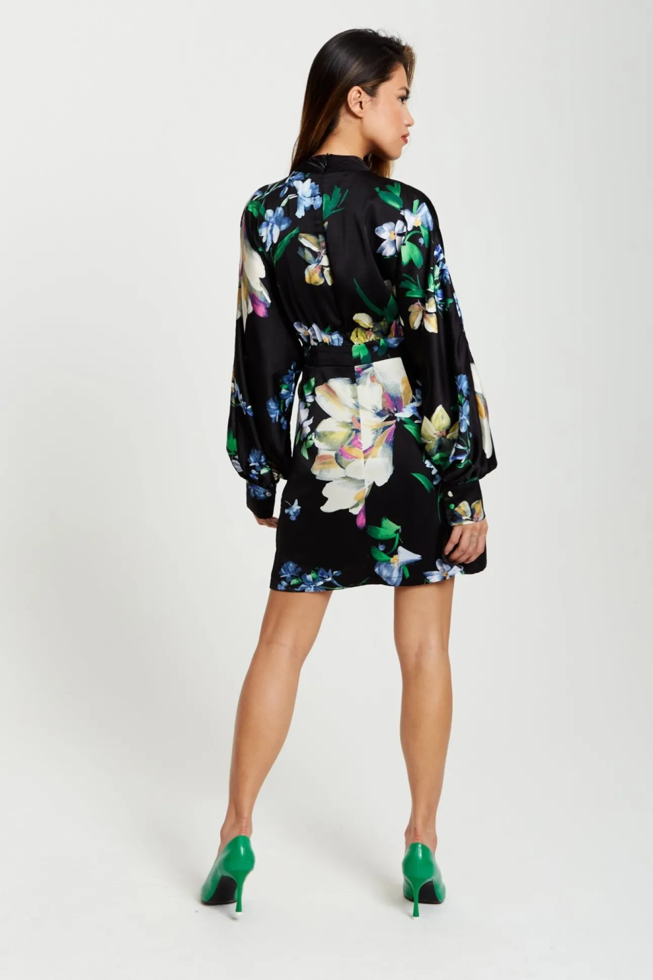 Women Liquorish Elegant Floral Print Mini Wrap Dress