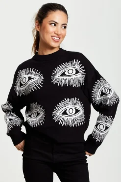 Women Liquorish Eye Pattern Jumper In