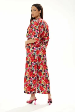 Women Liquorish Floral Jumpsuit With Short Sleeves