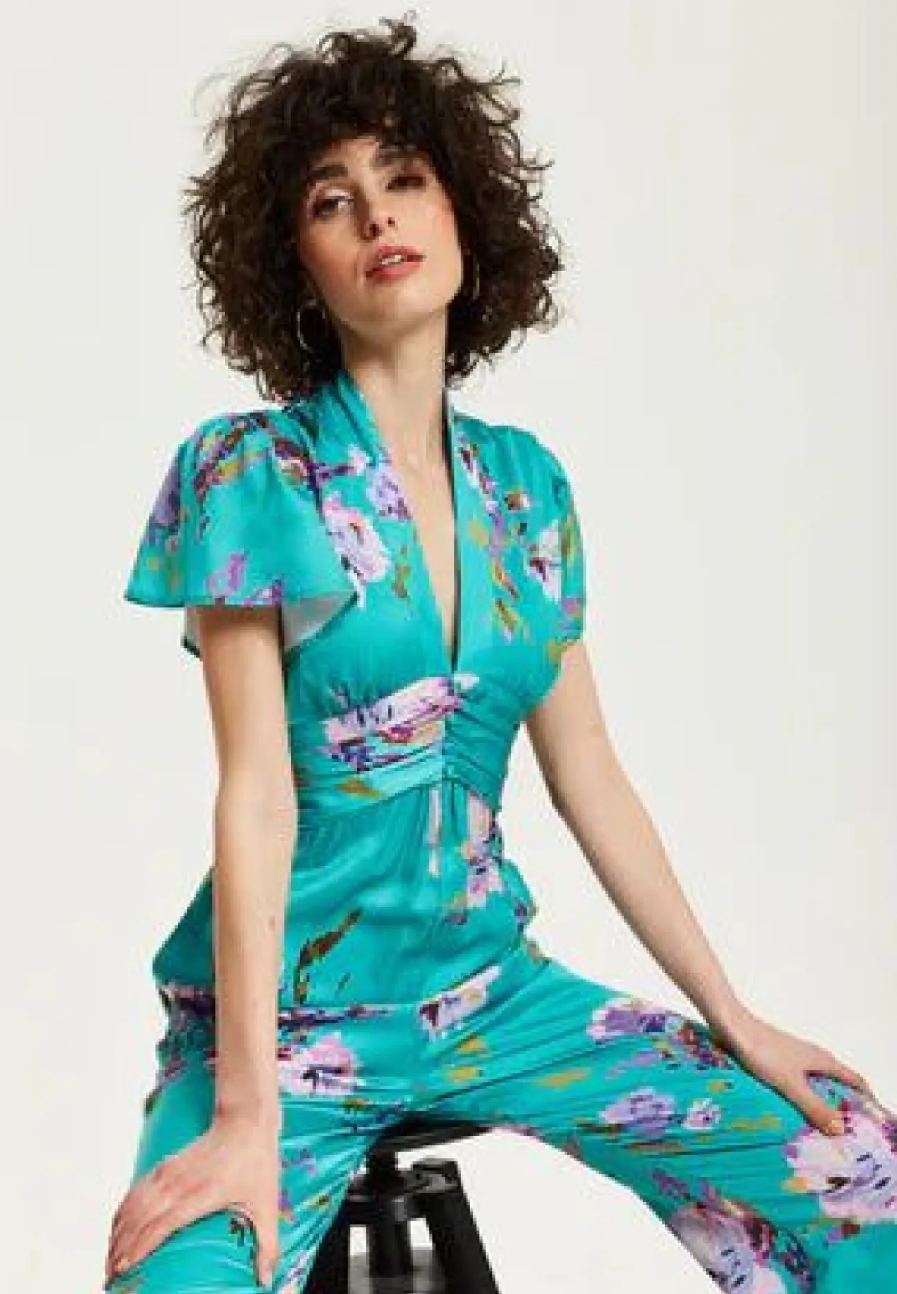 Women Liquorish Floral Jumpsuit With Short Sleeves