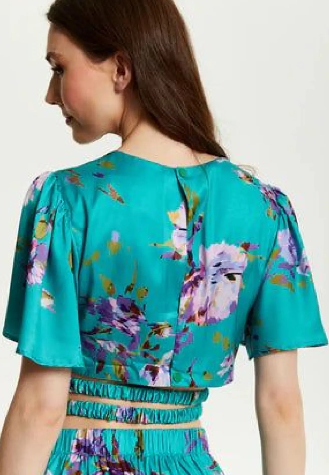 Women Liquorish Floral Print Crop Top With Tie Details