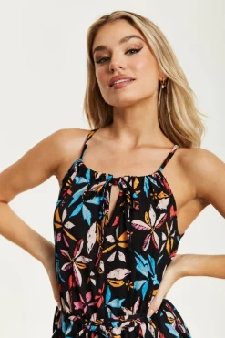 Women Liquorish Floral Print Jumpsuit With Straight Legs