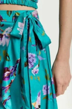 Women Liquorish Floral Print Midi Wrap Skirt