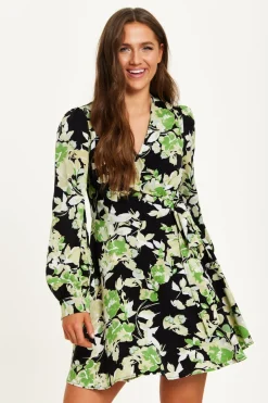 Women Liquorish Floral Print Mini Wrap Dress