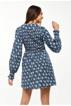 Women Liquorish Floral Print Smock Mini With Peter Pan Collar