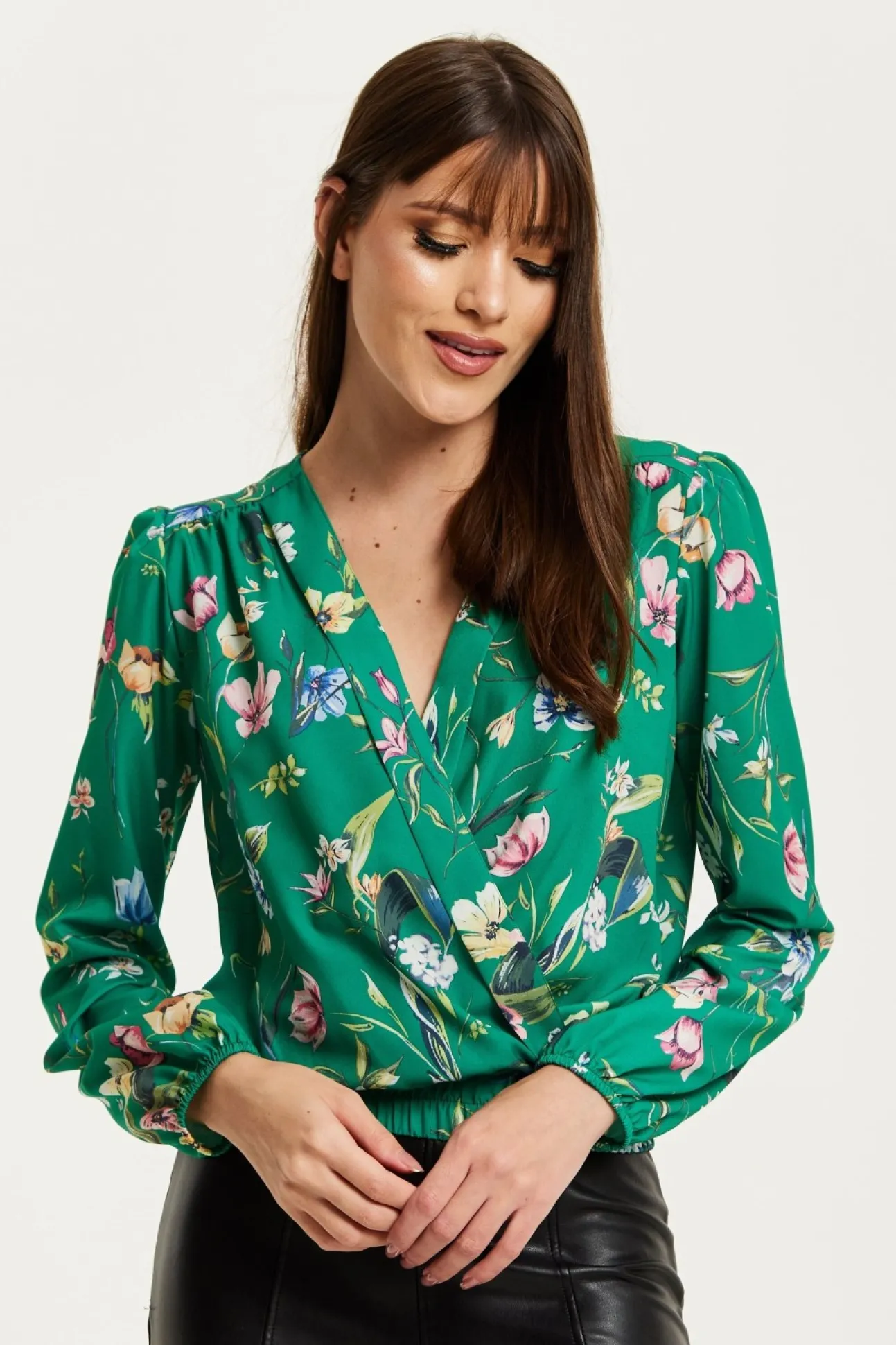 Women Liquorish Floral Print Wrap Top