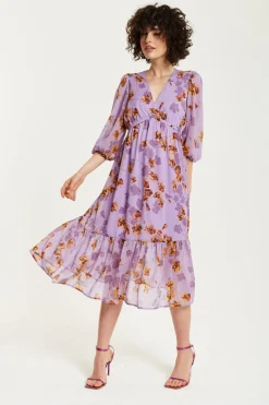 Women Liquorish Floral V-Neck Midi Dress