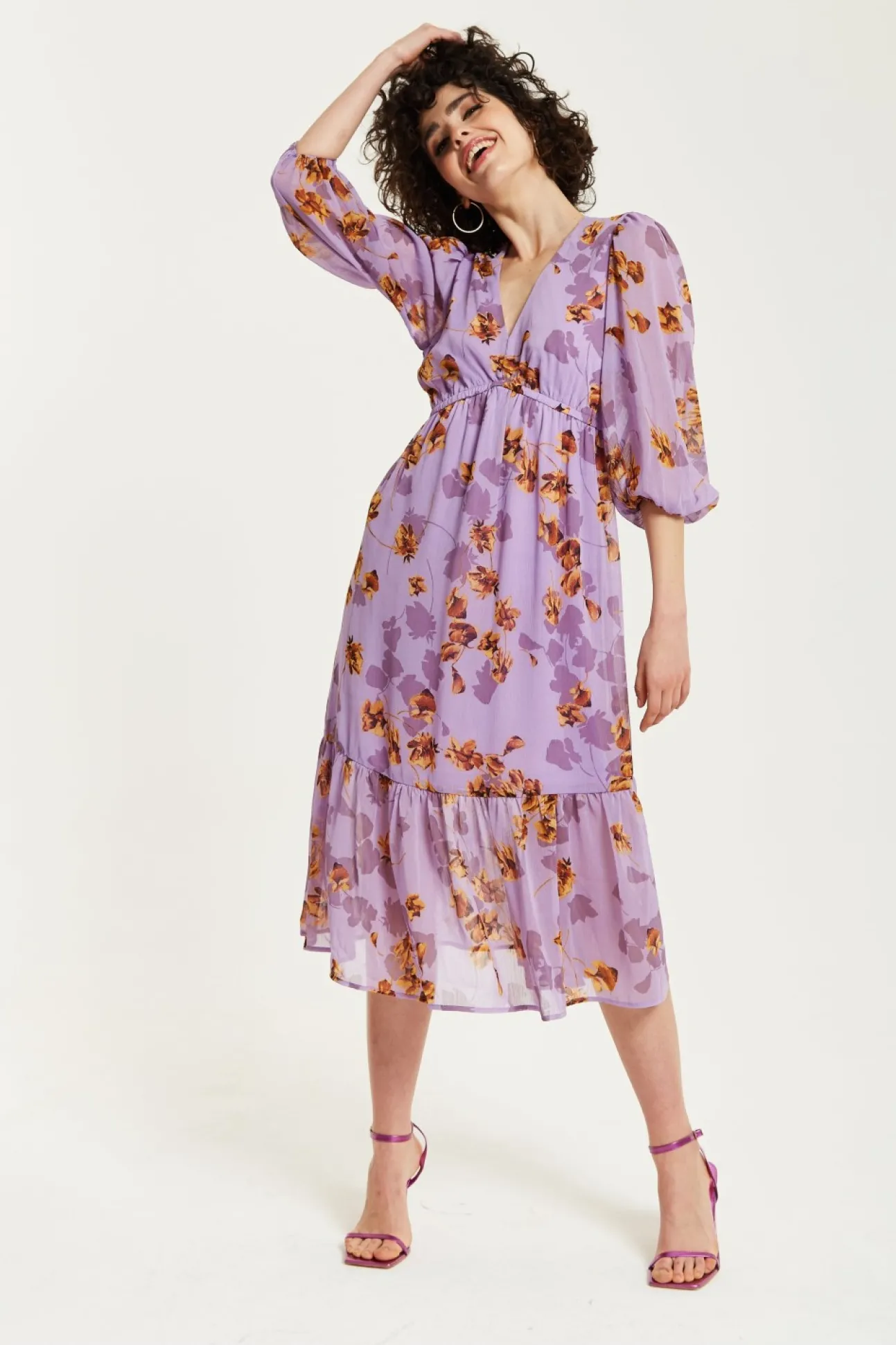 Women Liquorish Floral V-Neck Midi Dress