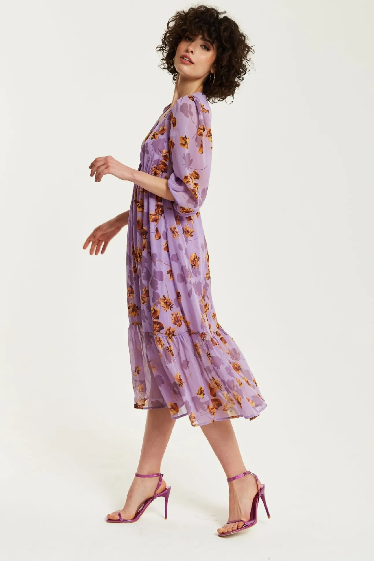 Women Liquorish Floral V-Neck Midi Dress