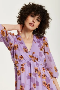 Women Liquorish Floral V-Neck Midi Dress