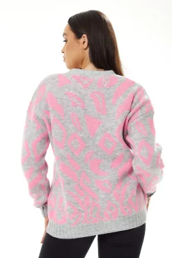 Women Liquorish Geometric Pattern Cardigan In Pink And