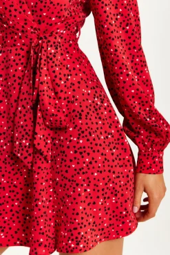 Women Liquorish Heart Print Mini Wrap Dress