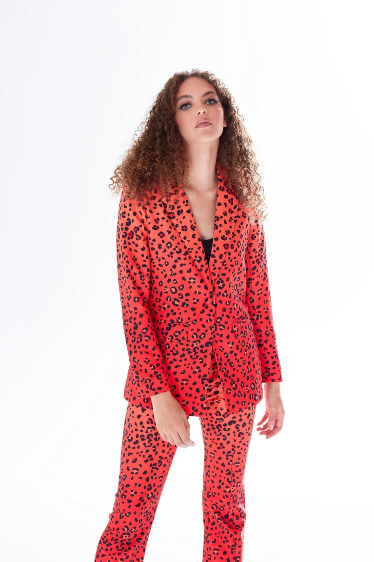 Women Liquorish Leopard Print Ombre Suit Blazer In Orange