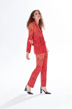 Women Liquorish Leopard Print Ombre Suit Blazer In Orange