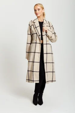 Women Liquorish Longline Check Coat