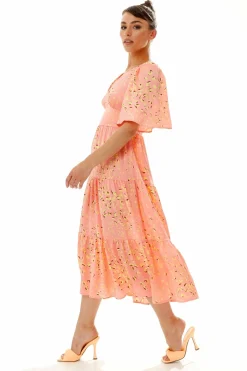 Women Liquorish Midi Abstract Animal Print Dress In
