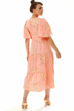 Women Liquorish Midi Abstract Animal Print Dress In