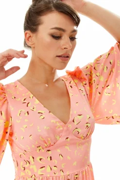 Women Liquorish Midi Abstract Animal Print Dress In