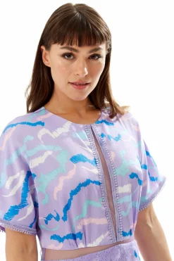 Women Liquorish Midi Abstract Zebra Print Dress With Mesh