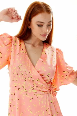 Women Liquorish Mini Abstract Animal Print Wrap Dress In