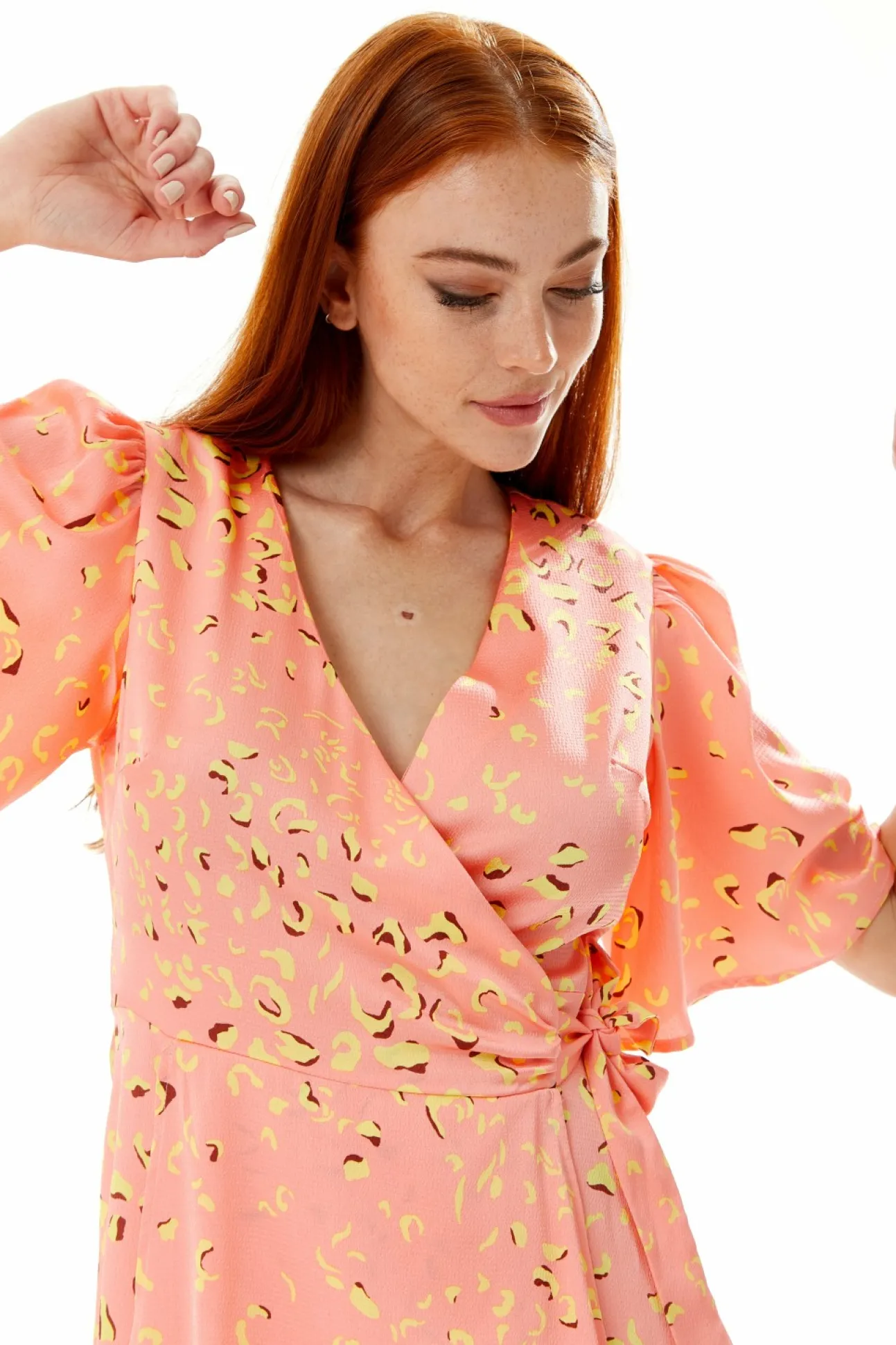 Women Liquorish Mini Abstract Animal Print Wrap Dress In