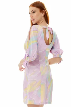 Women Liquorish Mini Abstract Brush Stroke Print Dress In