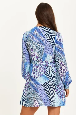 Women Liquorish Mixed Animal Print Mini Wrap Dress