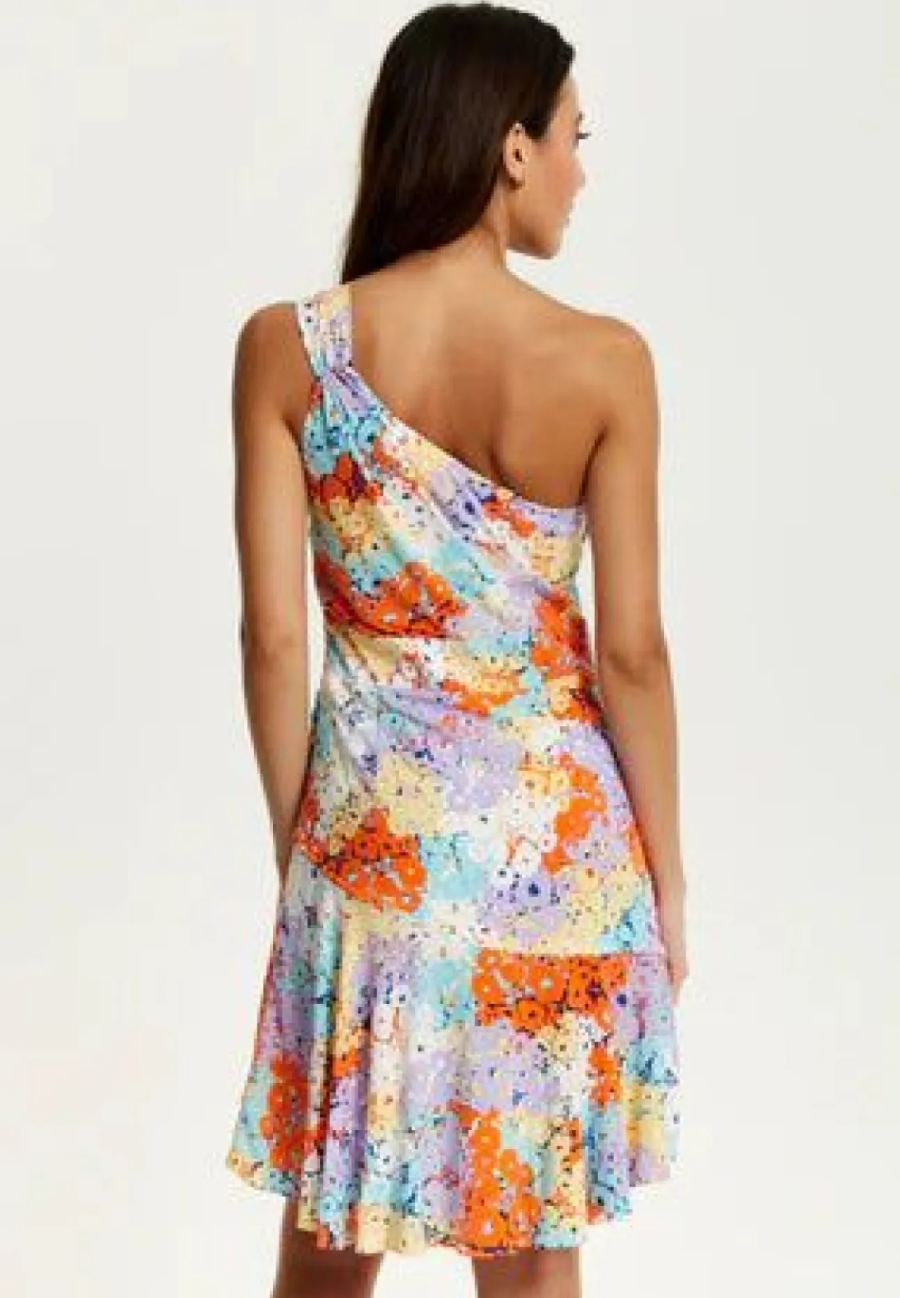 Women Liquorish Multicolour Floral Print One Shoulder Mini Dress