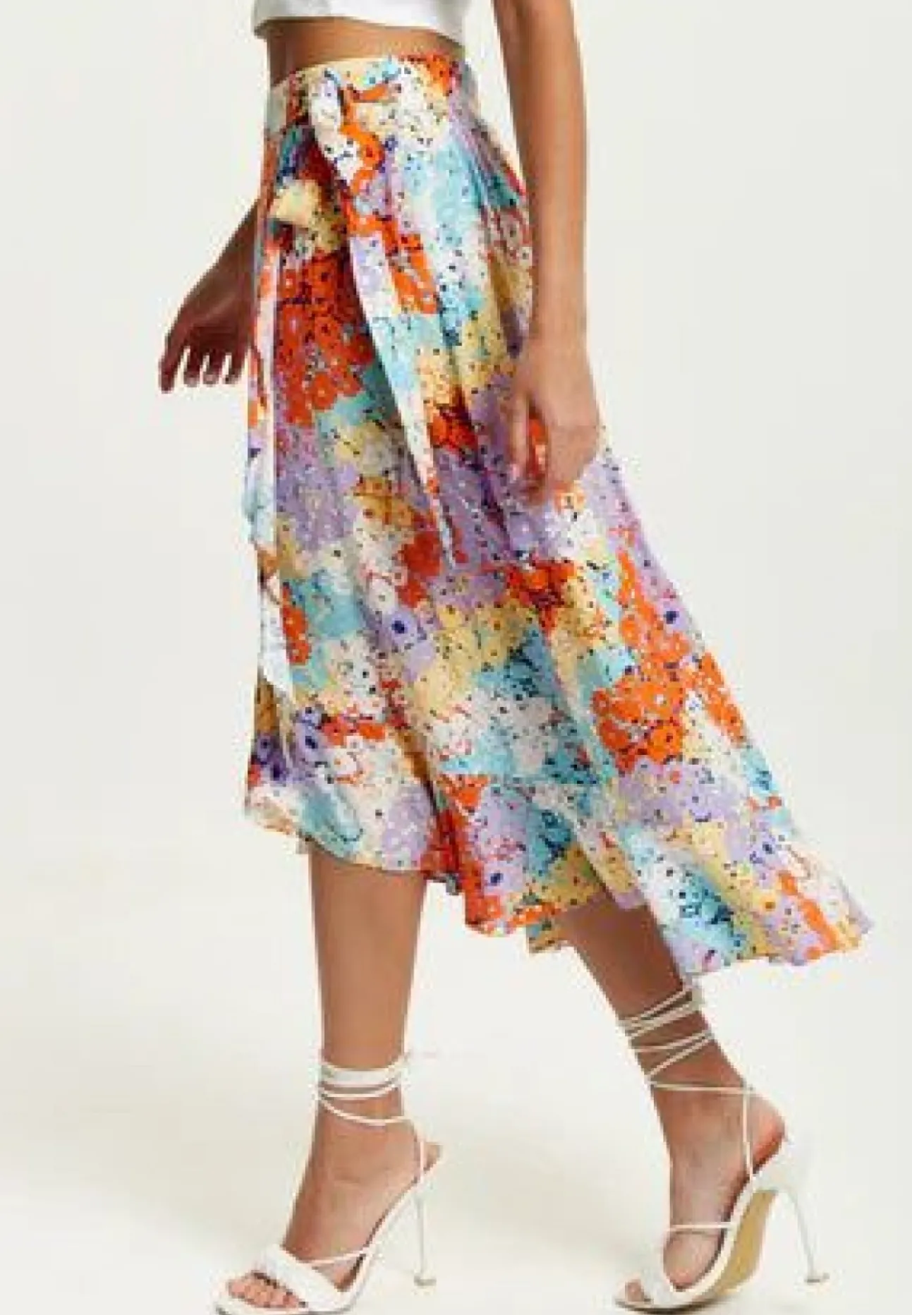 Women Liquorish Multicolour Floral Print Midi Wrap Skirt