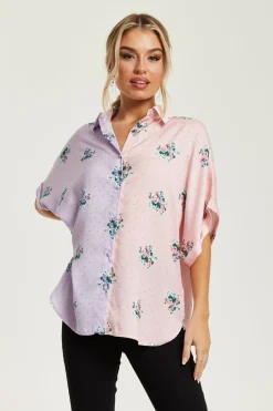 Women Liquorish Pink And Lilac Floral Print Shirt