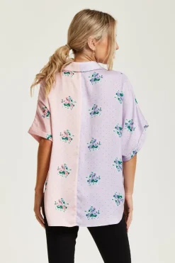 Women Liquorish Pink And Lilac Floral Print Shirt