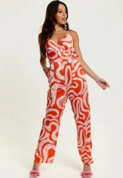 Women Liquorish Pink And Red Abstract Print Jumpsuit