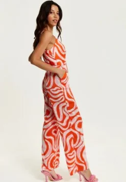 Women Liquorish Pink And Red Abstract Print Jumpsuit