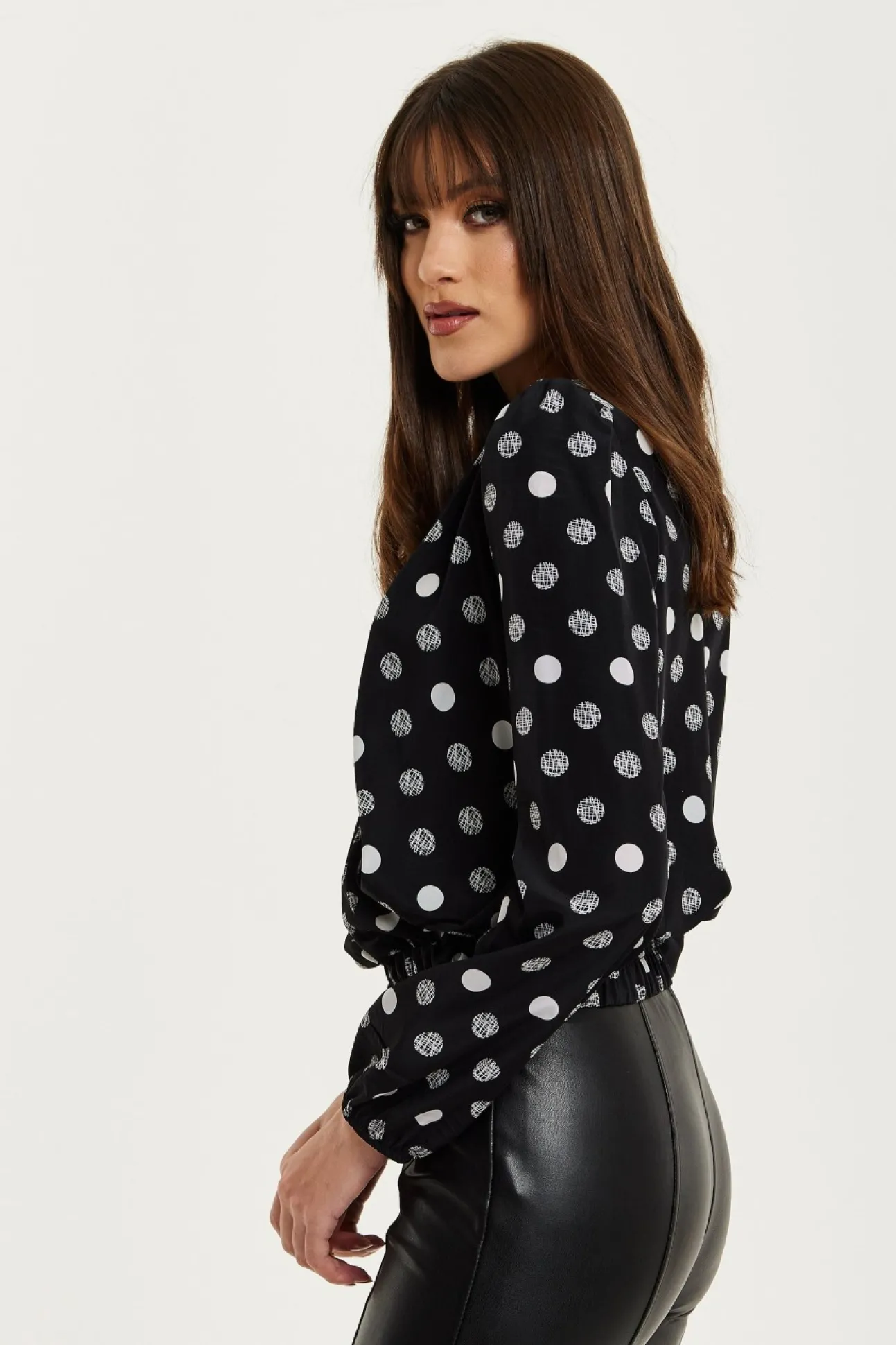 Women Liquorish Polka Dot Print Wrap Top In