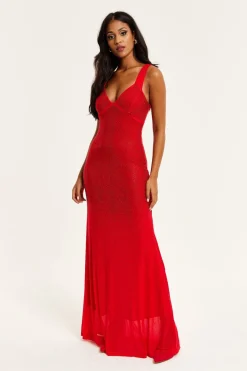 Women Liquorish Sequin Maxi Dress With Open Back Detail