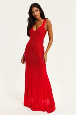 Women Liquorish Sequin Maxi Dress With Open Back Detail