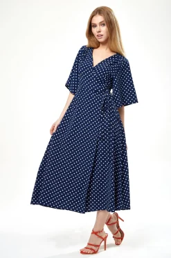 Women Liquorish Small Polka Dot Midi Wrap Dress