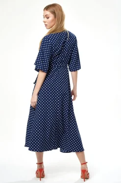 Women Liquorish Small Polka Dot Midi Wrap Dress
