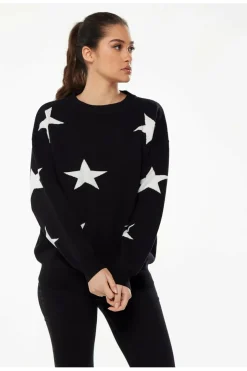 Women Liquorish Star Pattern Jumper In Black & White