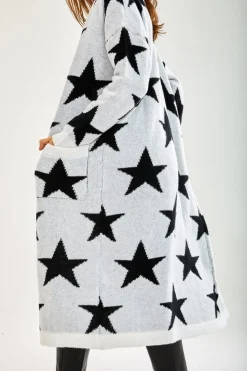 Women Liquorish Star Pattern Long Cardigan In