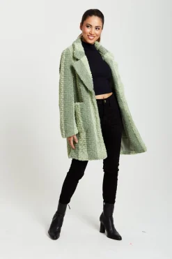 Women Liquorish Teddy Coat In Stripe