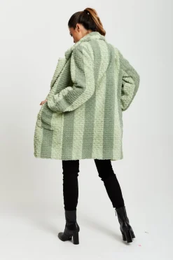 Women Liquorish Teddy Coat In Stripe