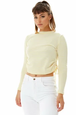 Women Liquorish Top In And White Stripes With Long Sleeves