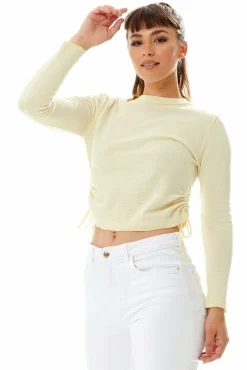 Women Liquorish Top In And White Stripes With Long Sleeves