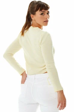Women Liquorish Top In And White Stripes With Long Sleeves