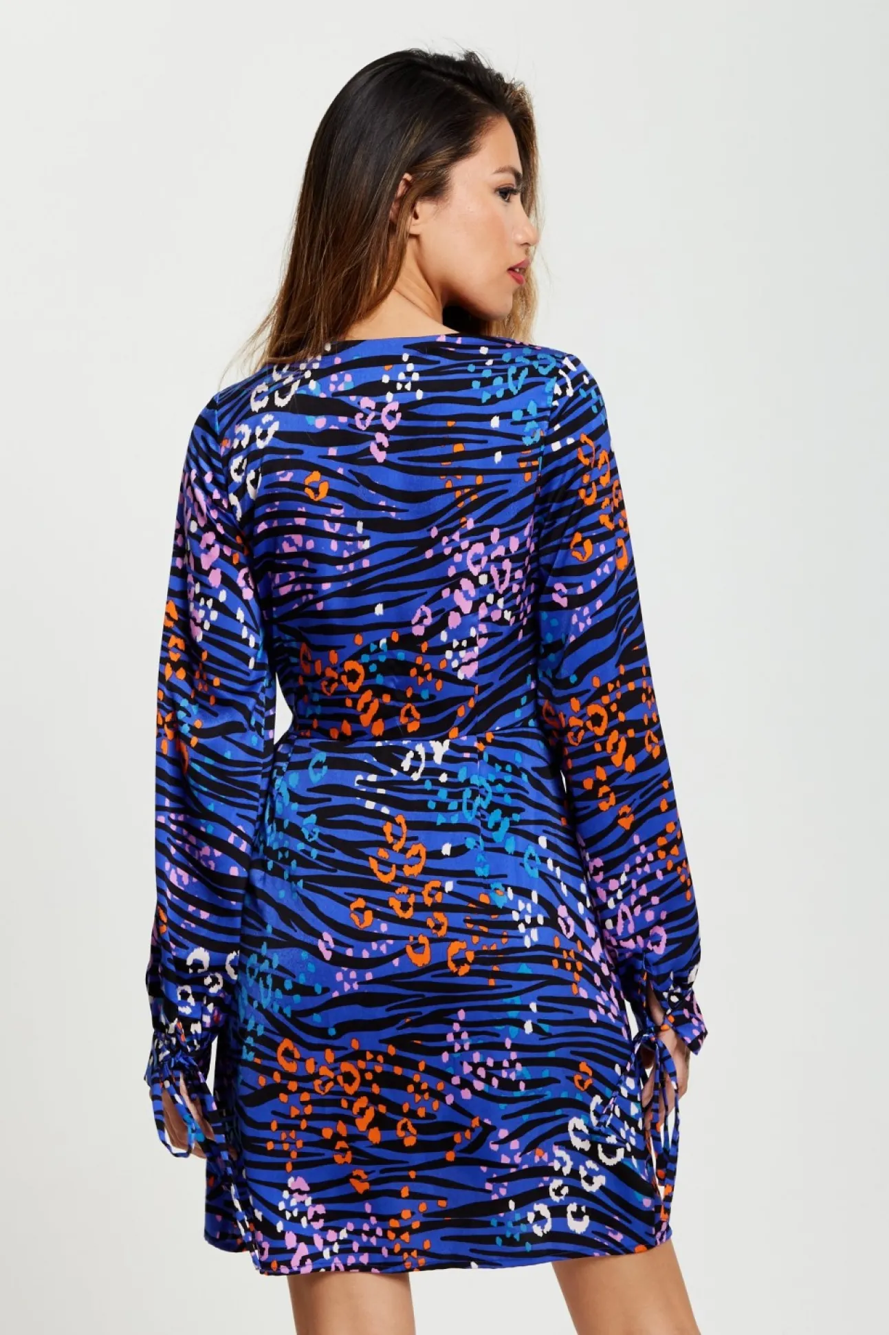 Women Liquorish Vivid Zebra Print Mini Wrap Dress In