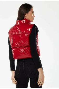 Women Liquorish Wet Look Gilet In