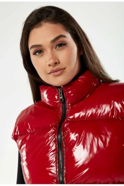 Women Liquorish Wet Look Gilet In