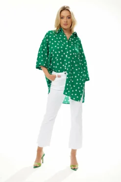 Women Liquorish White Heart Print Shirt In