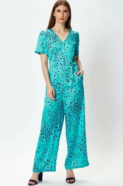 Women Liquorish Wide Leg Jumpsuit In Animal Print
